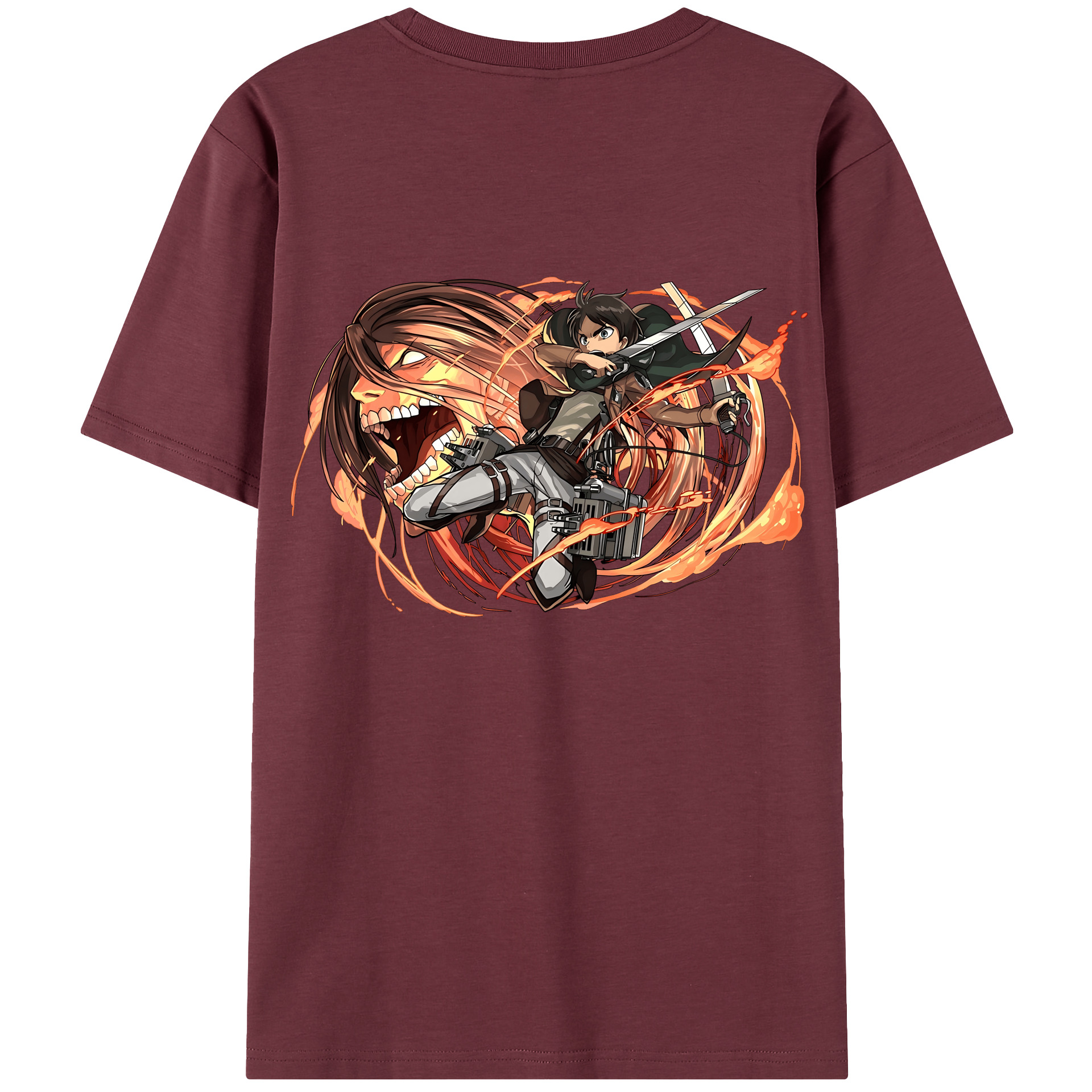 （画像用） 進撃の巨人 エレン･イェーガー Attack on Titan Eren Jäger 綿100％半袖Tシャツ（背面プリント）